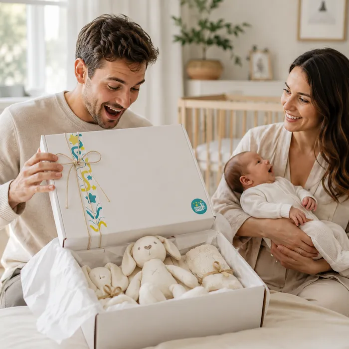 Caja Stars Gift preparada como regalo para un bebé recién nacido