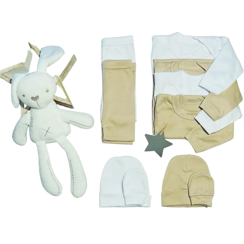 Caja regalo doble ajuar colores neutros