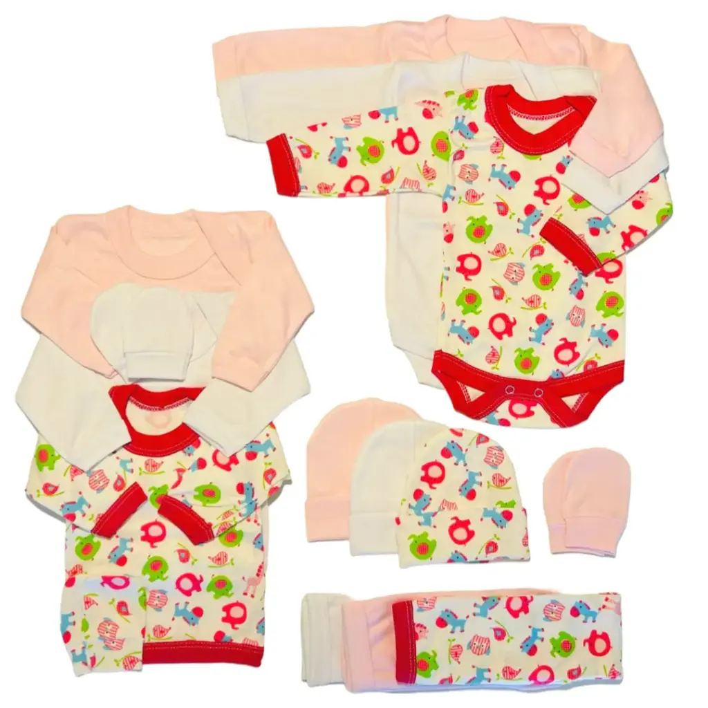 Triple Ajuar 0 a 3 Meses - 15 Piezas - 3 colores niña - Algodón